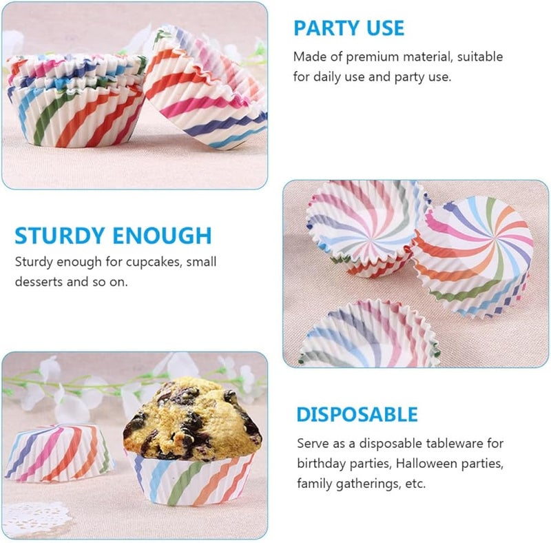 Colorful Disposable Muffin Cups 200 Pcs Food Grade Baking Liners Standard Size - Image 3